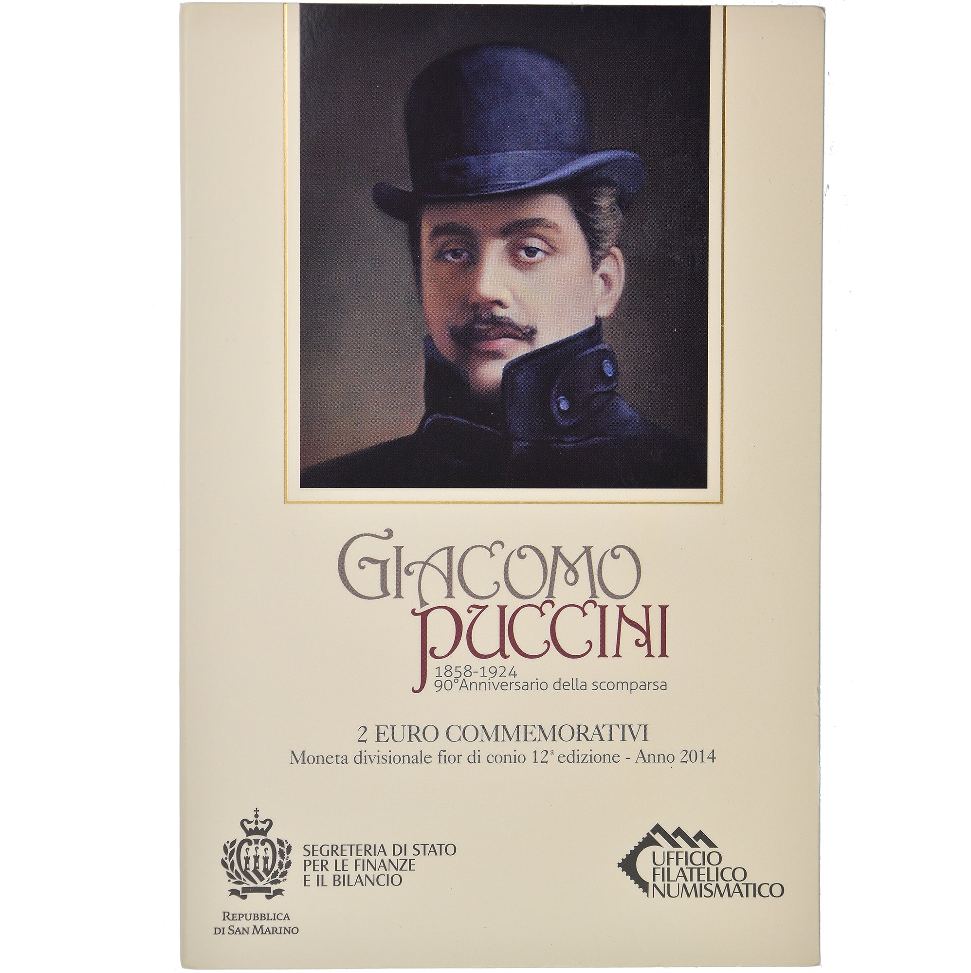 San Marino, 2 Euro, G. Puccini, 2014, Rome, MS(65-70)