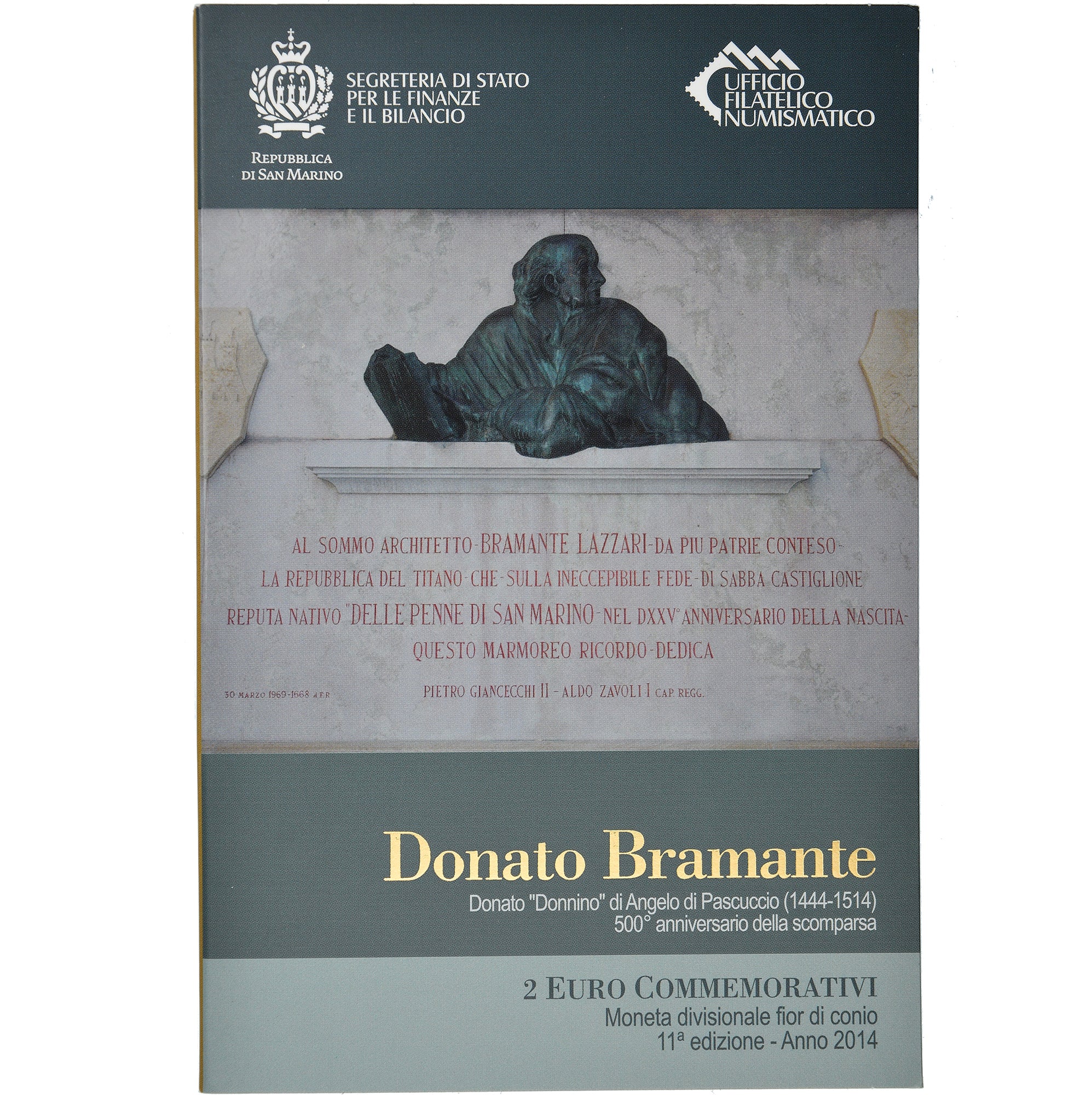 San Marino, 2 Euro, Donato Bramante, 2014, Rome, MS(65-70)
