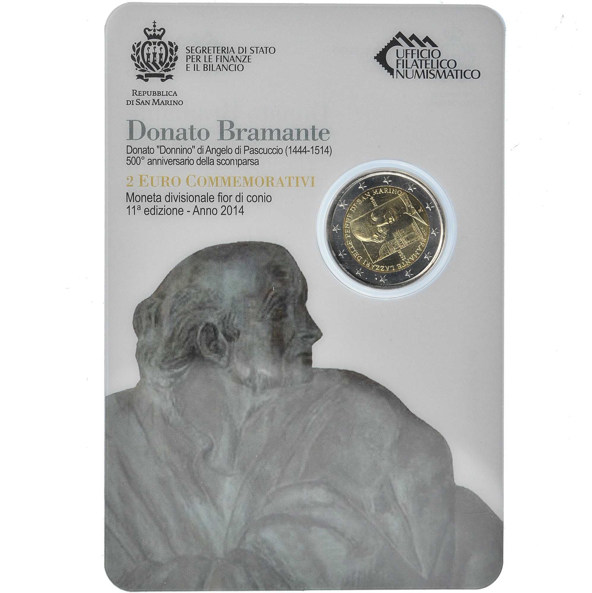 San Marino, 2 Euro, Donato Bramante, 2014, Rome, MS(65-70)