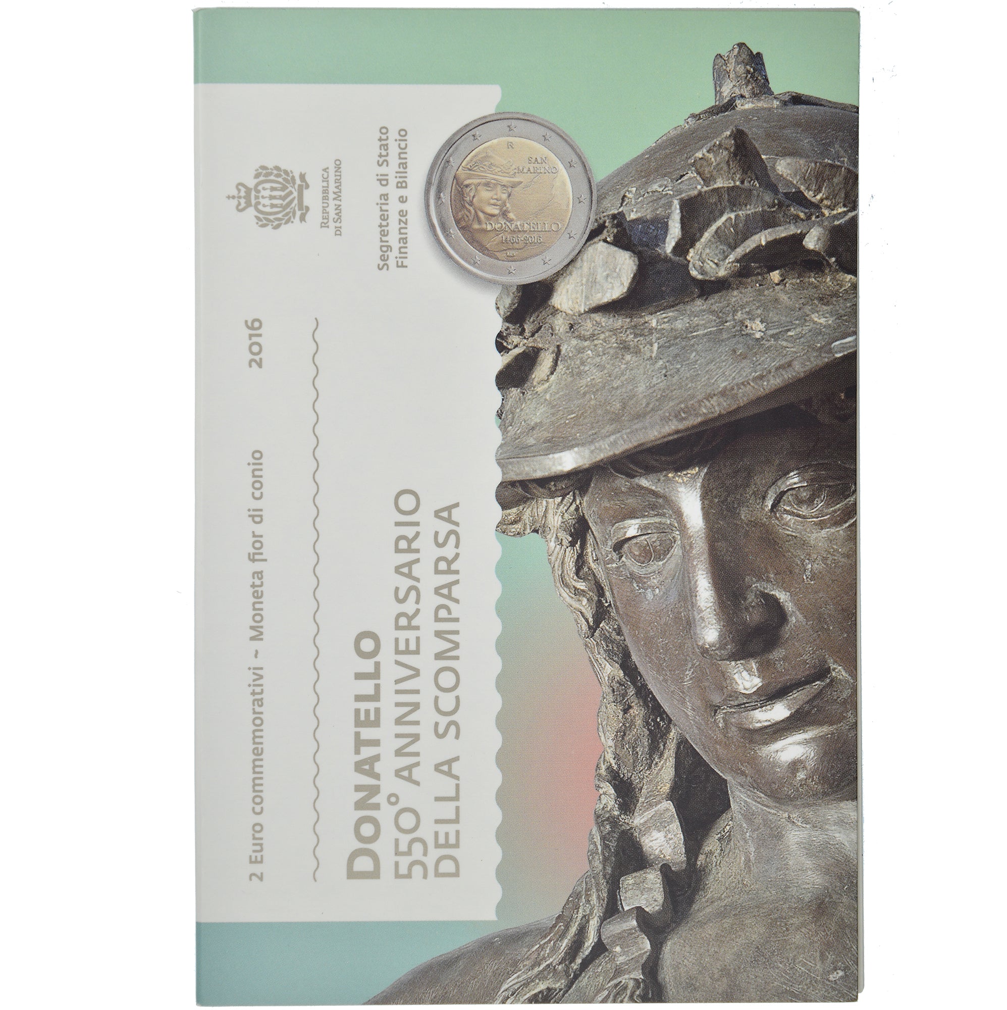 San Marino, 2 Euro, 550ème anniversaire de la mort de Donatello, 2016, Rome
