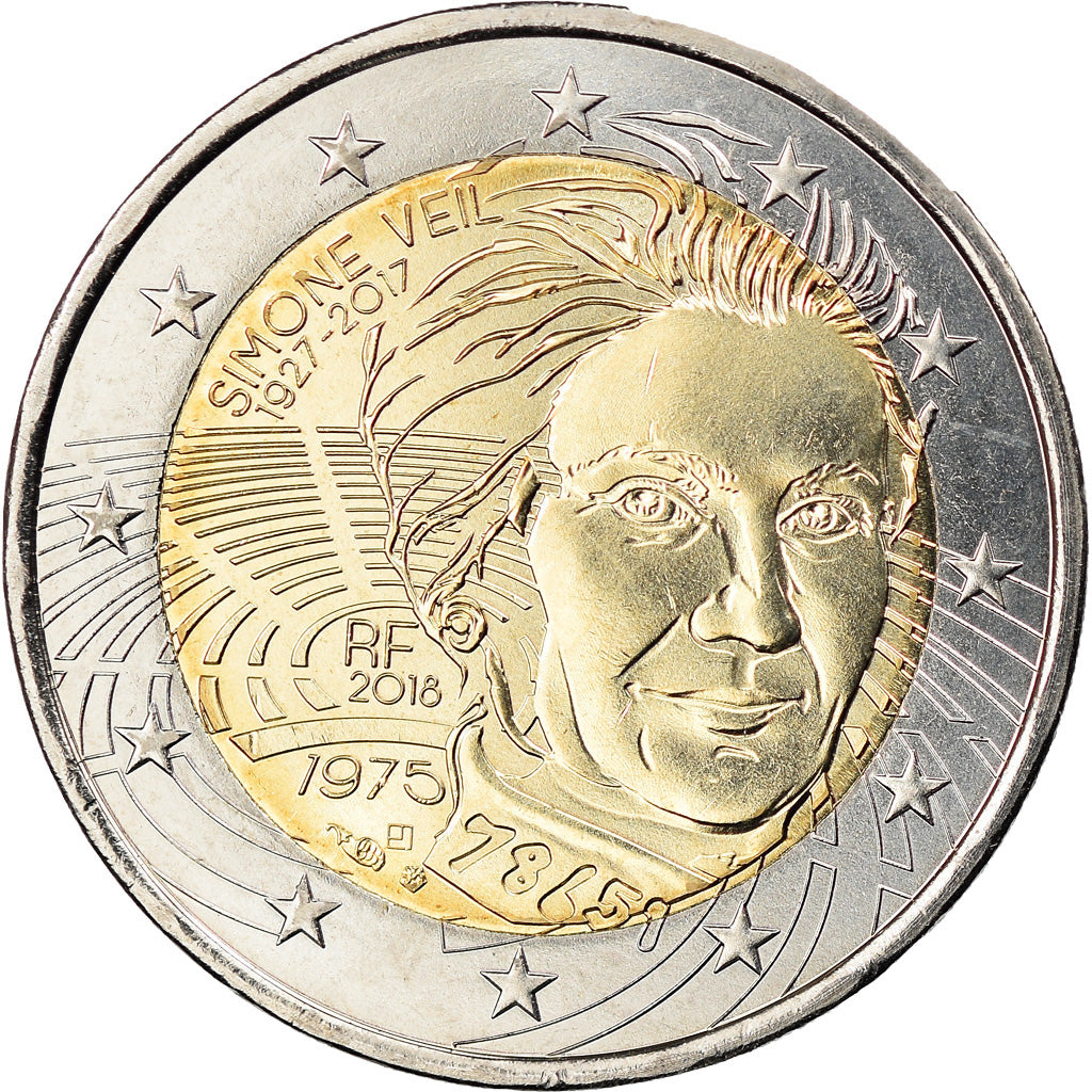 France, 2 Euro, Simone Veil, 2018, Paris, MS(63), Bi-Metallic