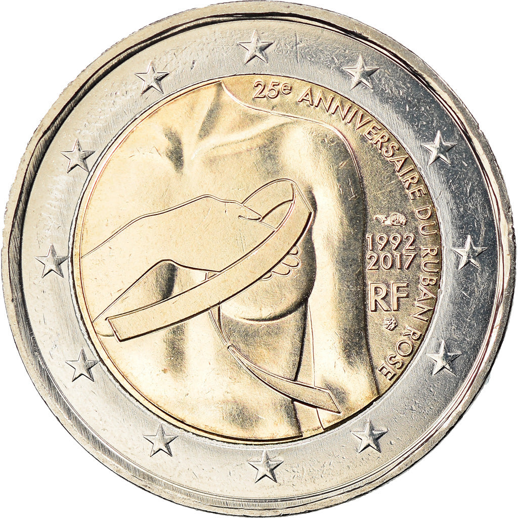 France, 2 Euro, 25e Anniversaire du ruban rose, 2017, Paris, SPL, Bi-Metallic