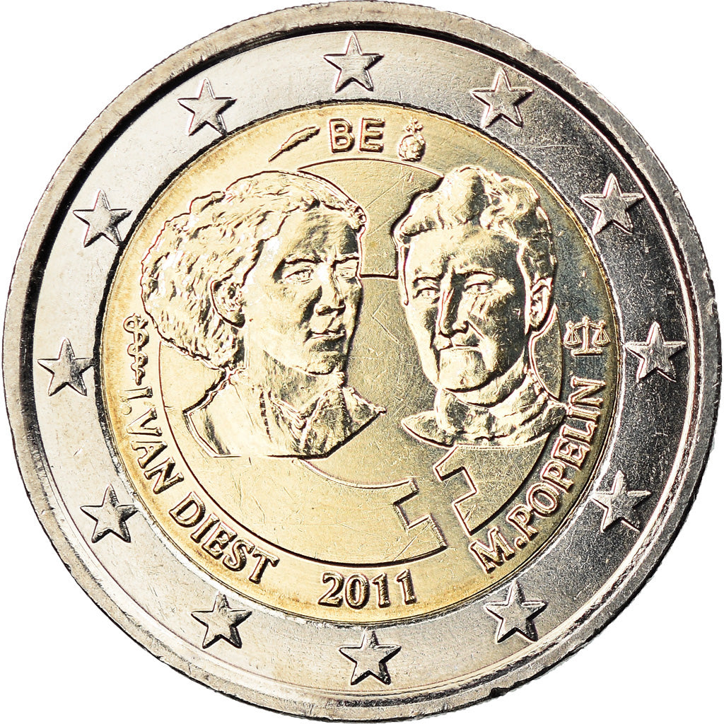 België, 2 Euro, Les droits de la femme, 2011, Brussels, UNC-, Bi-Metallic