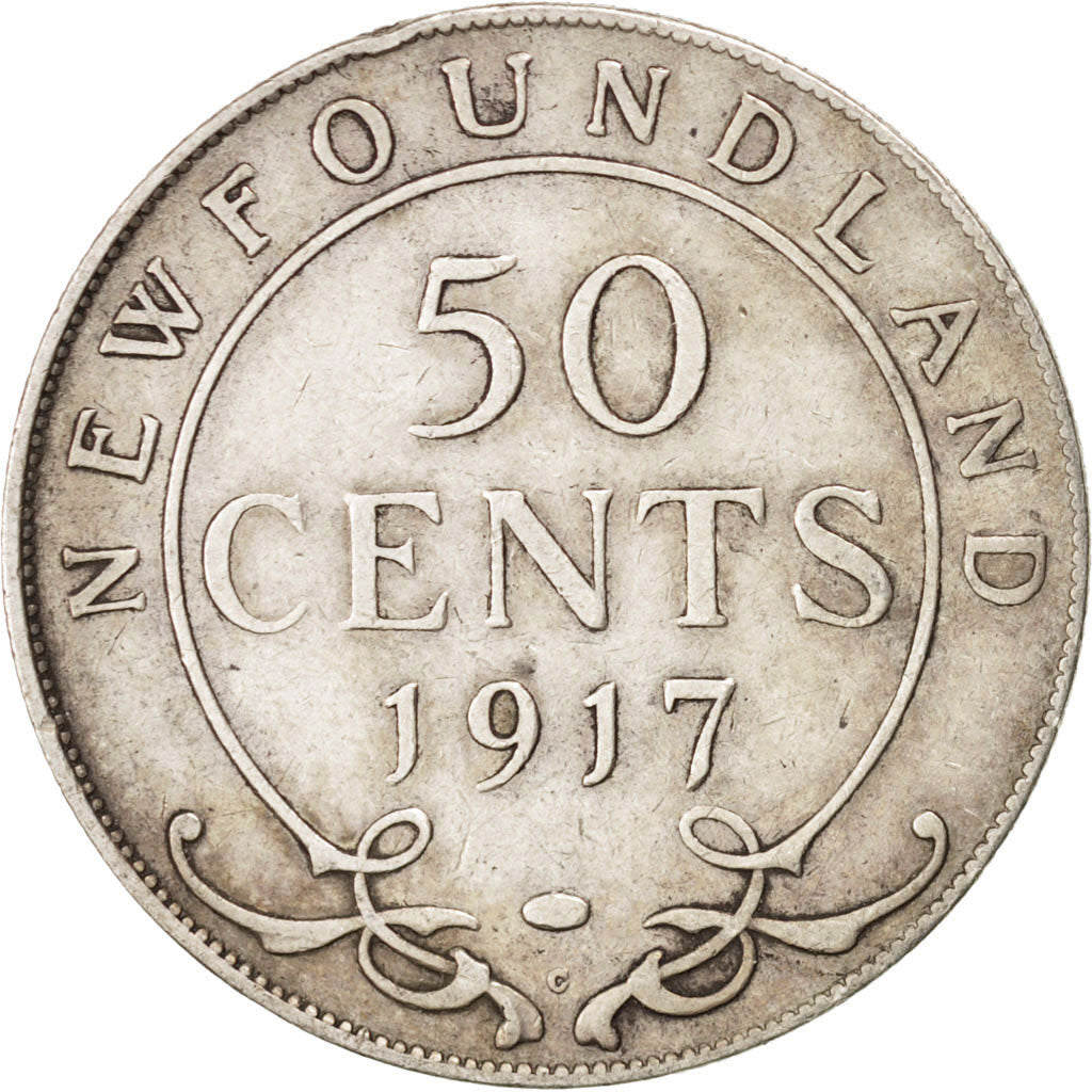 NEWFOUNDLAND, 50 Cents, 1917, Royal Canadian Mint, KM #12, VF(30-35), Silver,...
