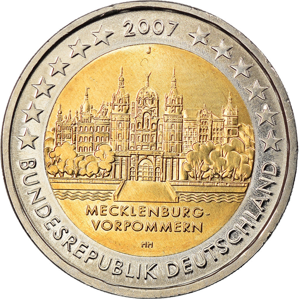 GERMANIA - REPUBBLICA FEDERALE, 2 Euro, château de Schwerin, 2007, Hambourg