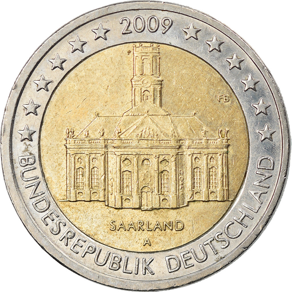 GERMANY - FEDERAL REPUBLIC, 2 Euro, Saarland, 2009, Berlin, EF(40-45)