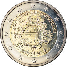 GERMANY - FEDERAL REPUBLIC, 2 Euro, 10 ans de l'Euro, 2012, Stuttgart, MS(63)