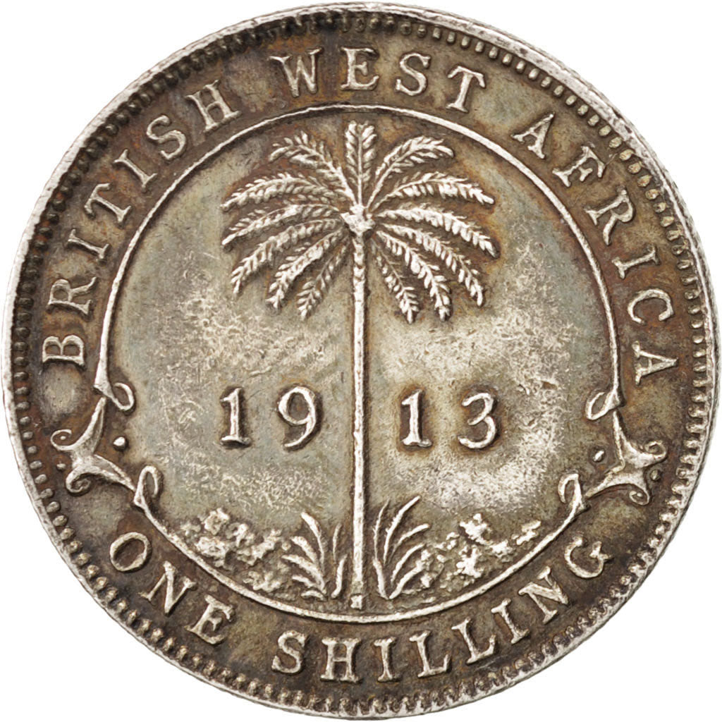 BRITISH WEST AFRICA, Shilling, 1913, KM #12, EF(40-45), Silver, 5.63
