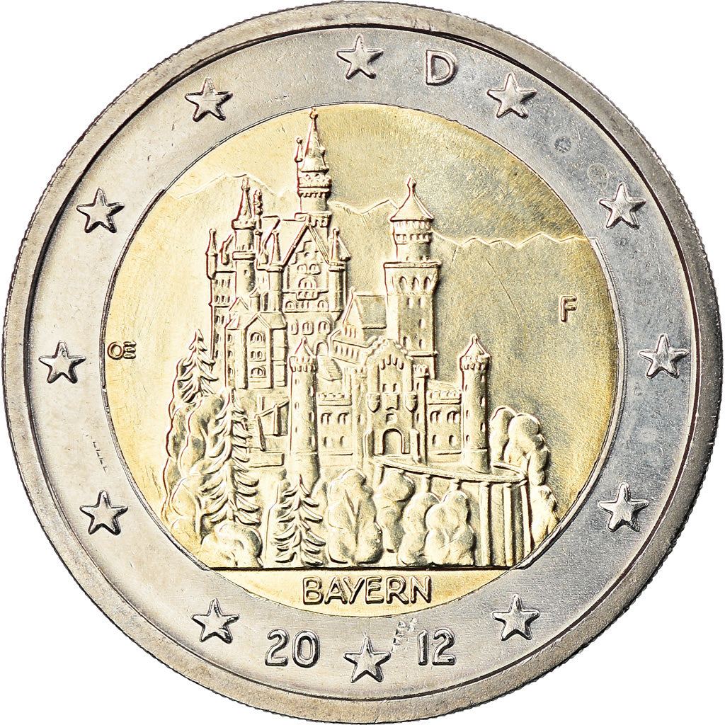 GERMANY - FEDERAL REPUBLIC, 2 Euro, Neuschwanstein, 2012, Stuttgart, MS(63)