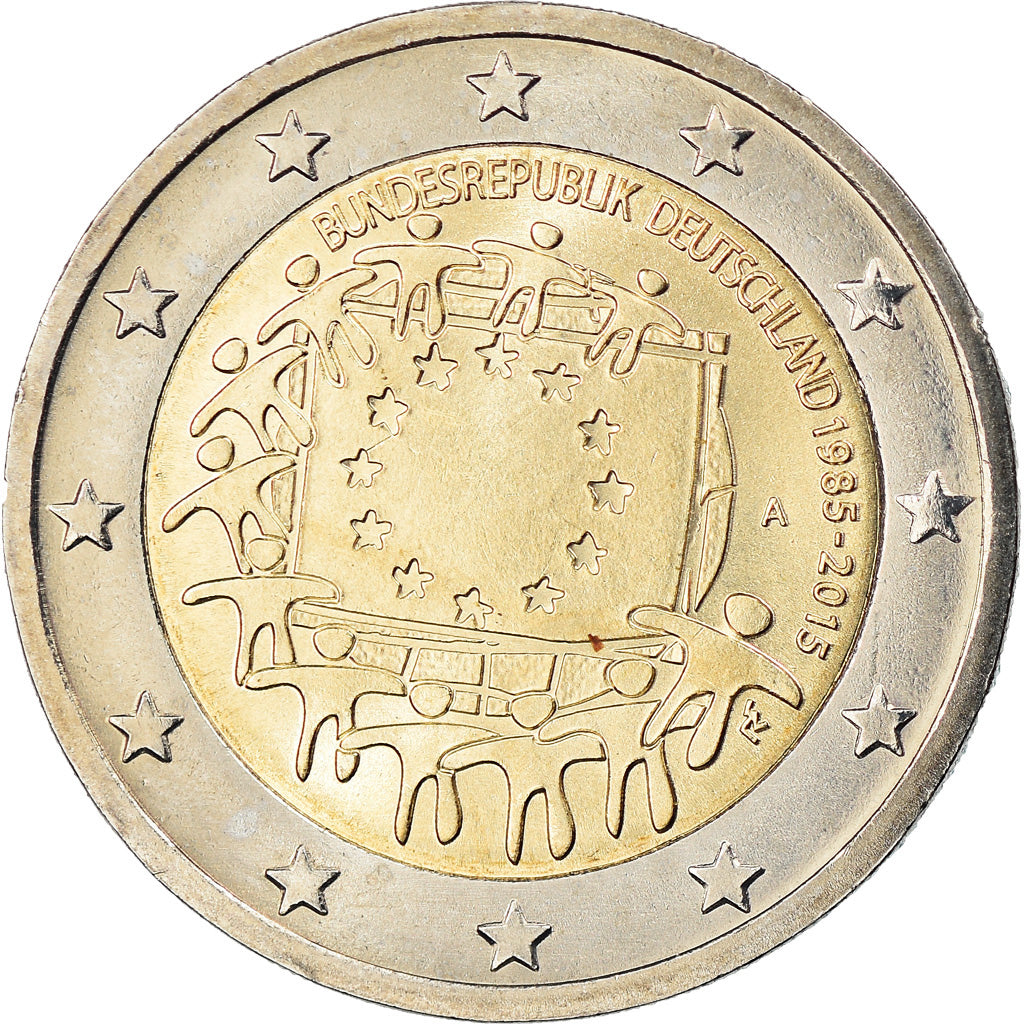 Niemcy - RFN, 2 Euro, Drapeau européen, 2015, Berlin, MS(63), Bimetaliczny