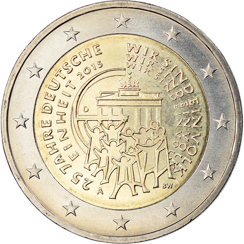 GERMANY - FEDERAL REPUBLIC, 2 Euro, 25 Ans de la Réunification Allemande, 2015