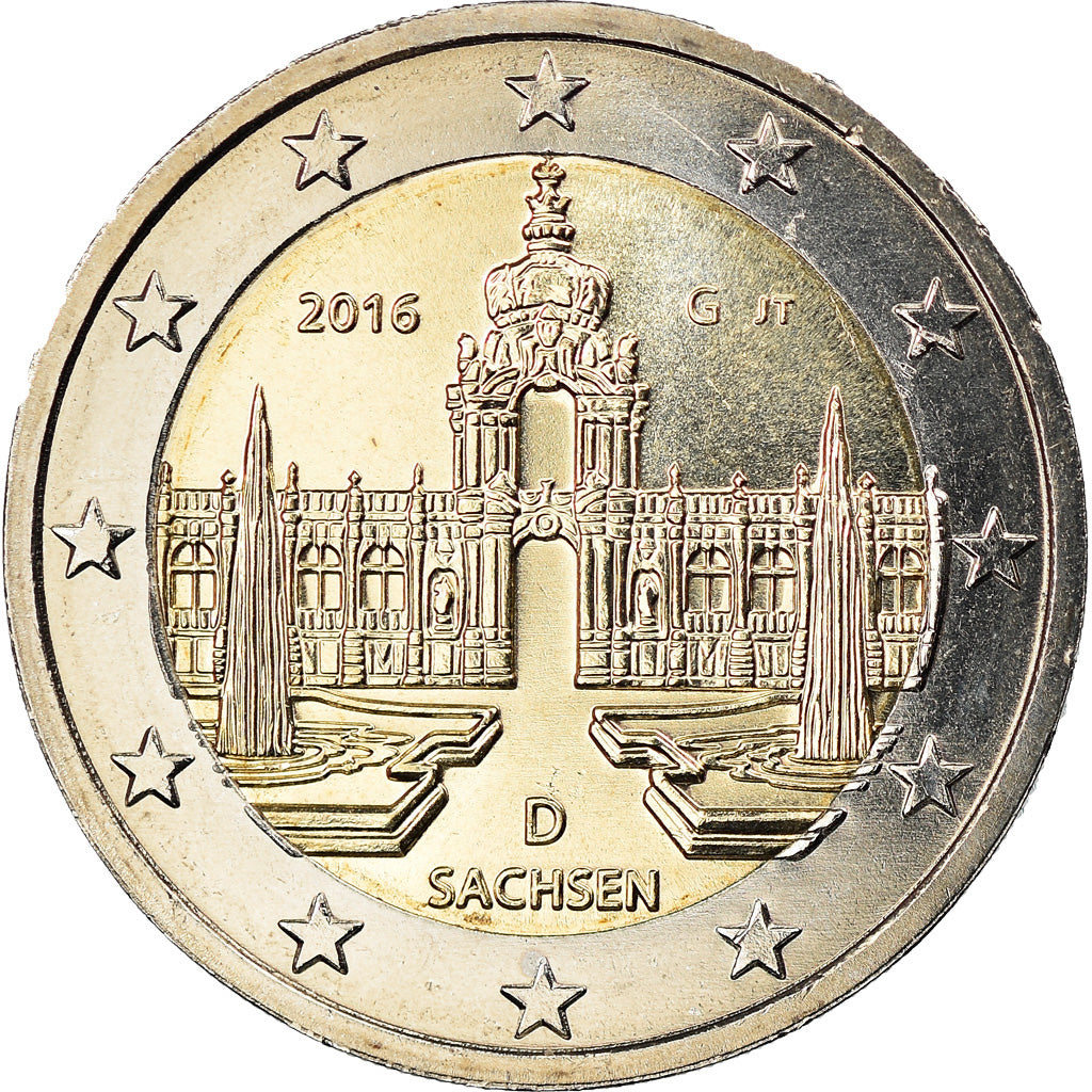 ALEMANIA - REPÚBLICA FEDERAL, 2 Euro, Sachsen, 2016, Karlsruhe, SC, Bimetálico