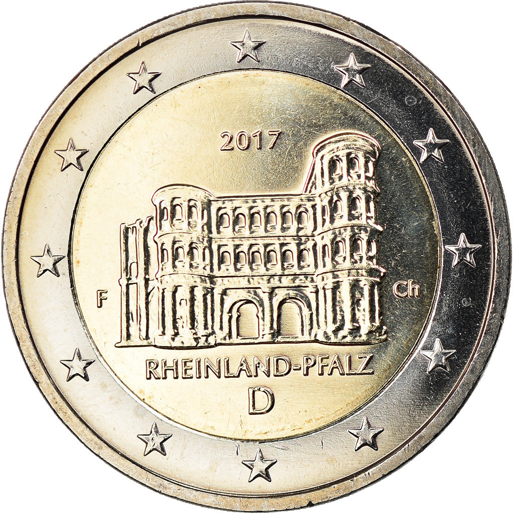 Niemcy - RFN, 2 Euro, Rhénanie-Palatinat, 2017, Stuttgart, MS(63), Bimetaliczny
