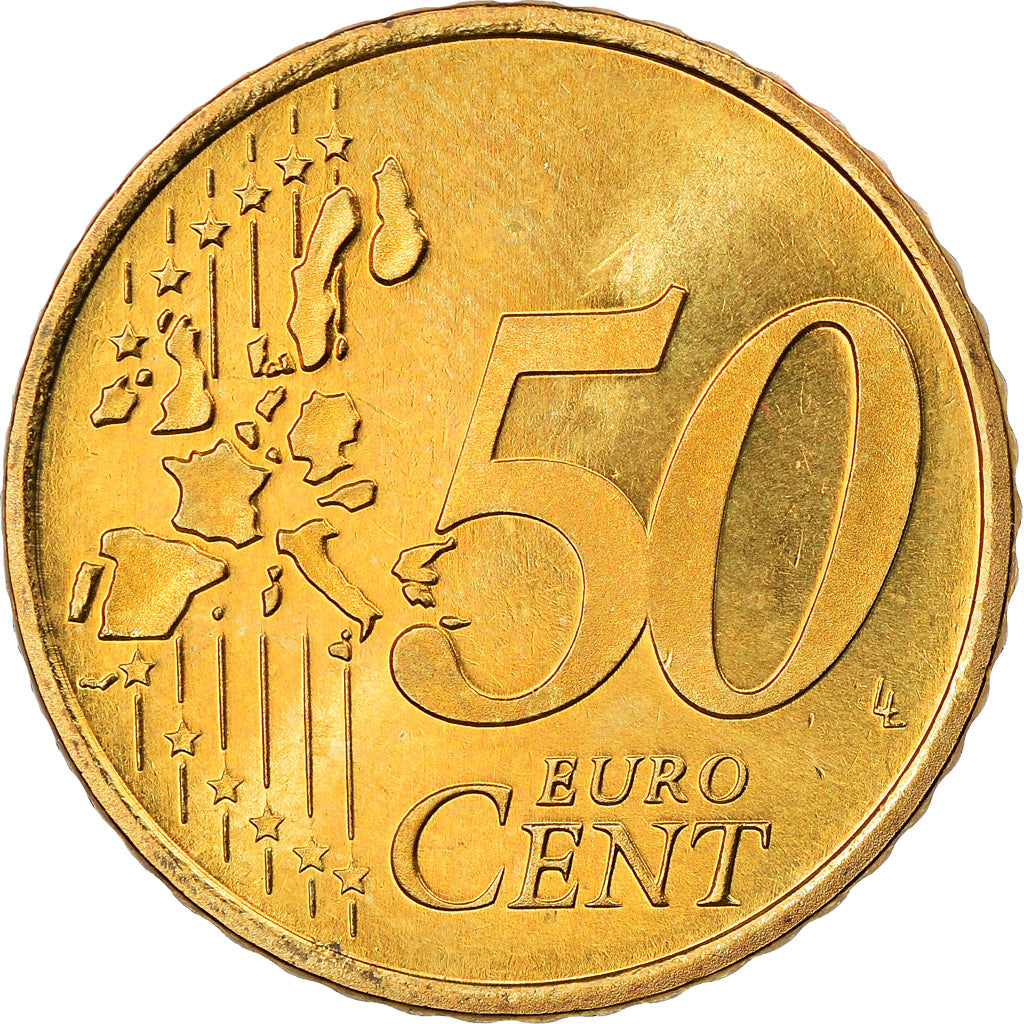 Netherlands, 50 Euro Cent, 1999, Utrecht, MS(63), Brass, KM:239