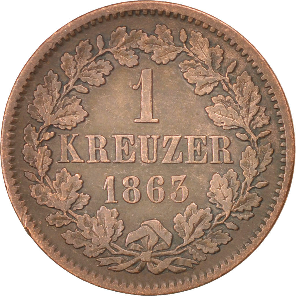 GERMAN STATES, Kreuzer, 1863, KM #242, EF(40-45), Copper, 21.6, 3.87