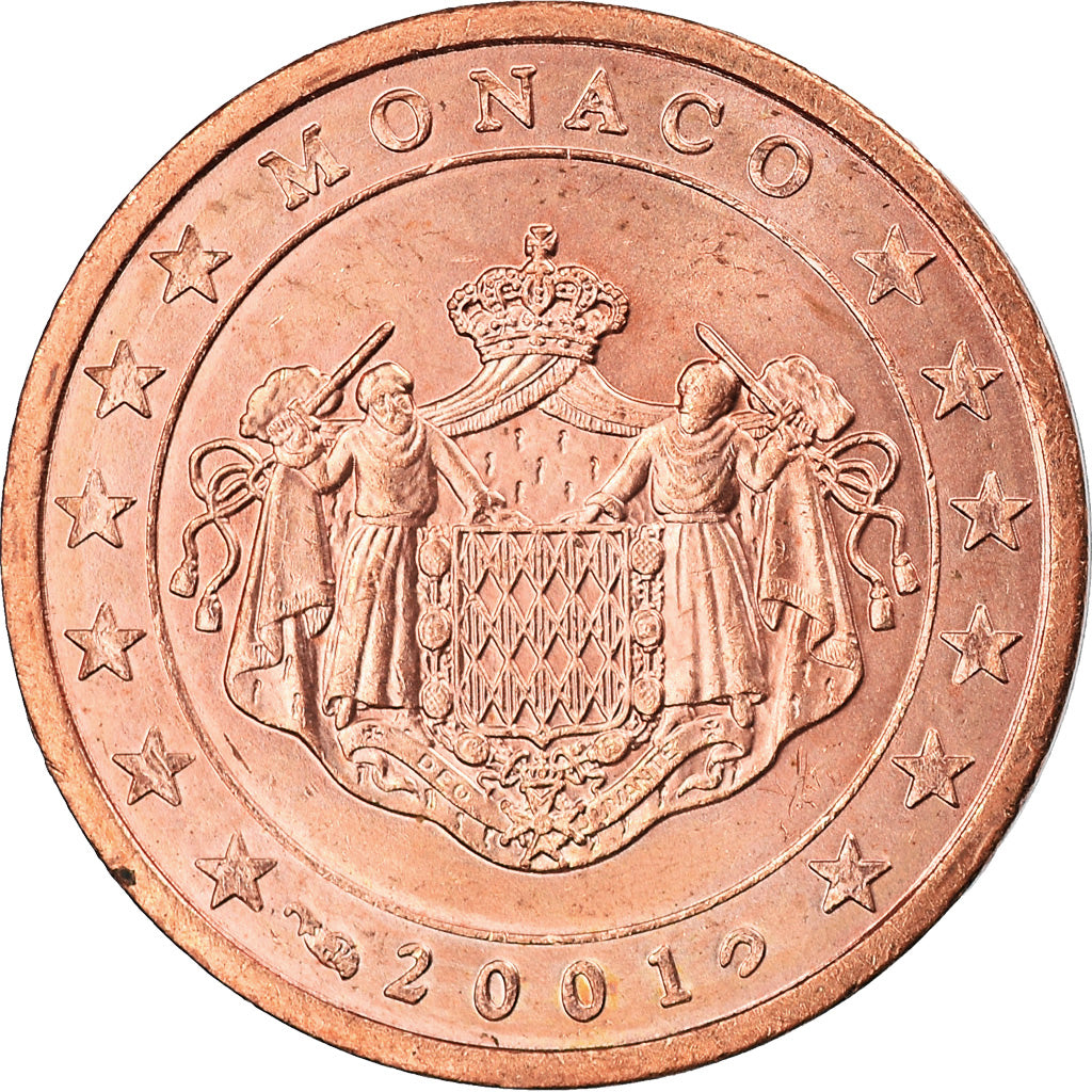 Monaco, 2 Euro Cent, 2001, Paris, MS(63), Copper Plated Steel, KM:168