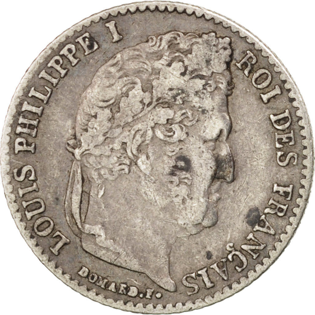 Moneta, Francia, Louis-Philippe, 1/4 Franc, 1838, Paris, BB, Argento, KM:740.1