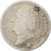 Monnaie, France, Louis XVIII, Louis XVIII, 1/2 Franc, 1823, Rouen, B+, Argent