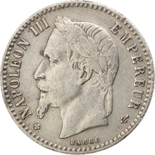 FRANCE, Napoléon III, 50 Centimes, 1865, Strasbourg, KM #814.2, VF(20-25), S...