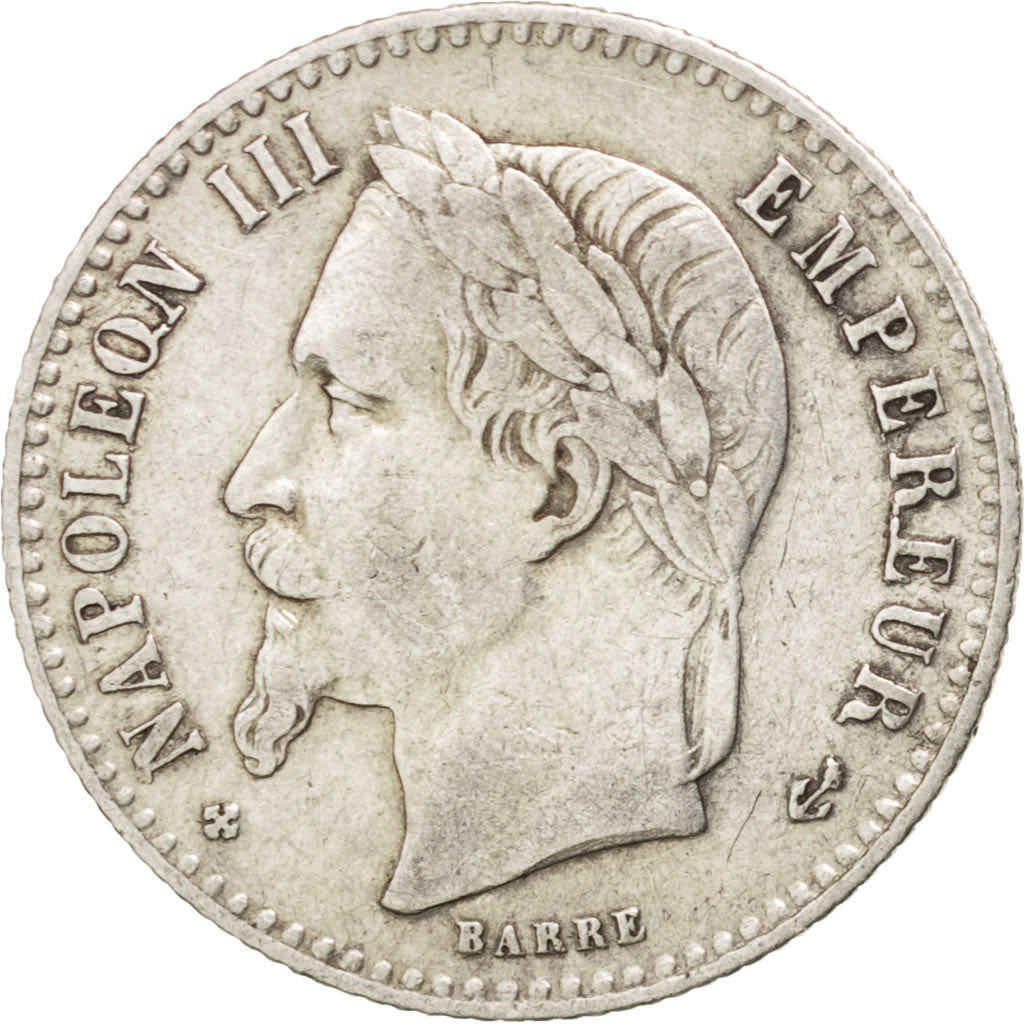FRANCE, Napoléon III, 50 Centimes, 1867, Strasbourg, KM #814.2, VF(30-35), S...