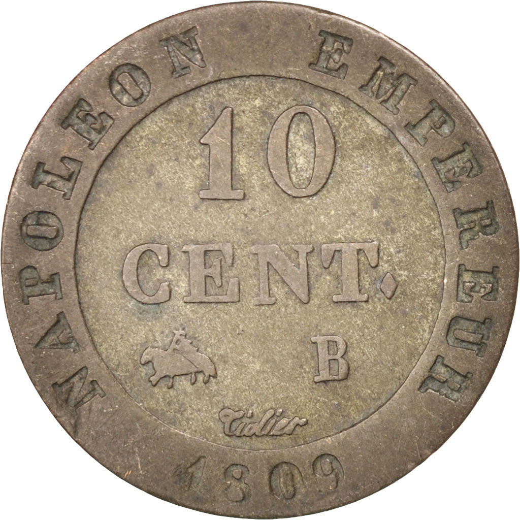 Coin, France, Napoléon I, 10 Centimes, 1809, Rouen, EF(40-45), Billon