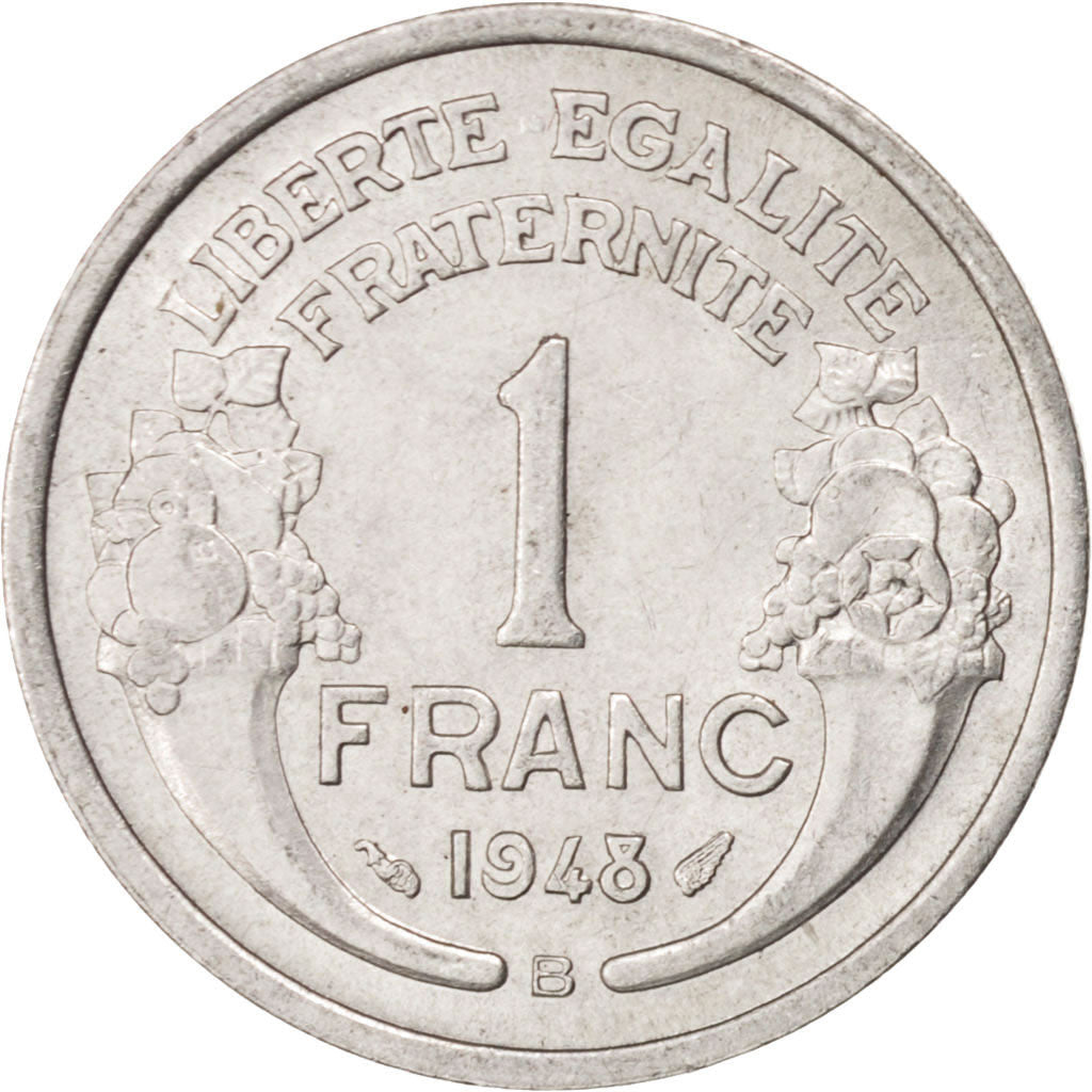 Coin, France, Morlon, Franc, 1948, Beaumont le Roger, MS(60-62), Aluminum