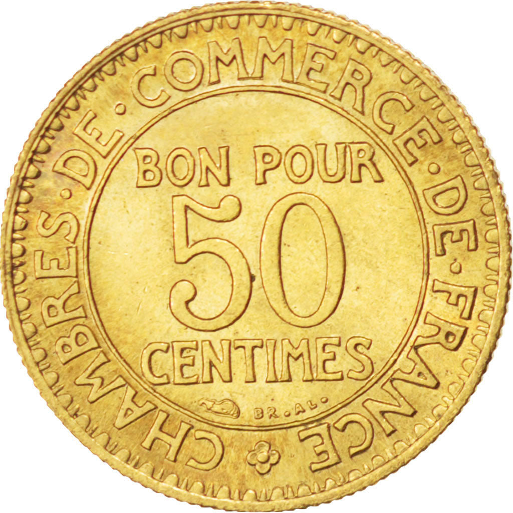 FRANCE, Chambre de commerce, 50 Centimes, 1922, KM #884, MS(63),...