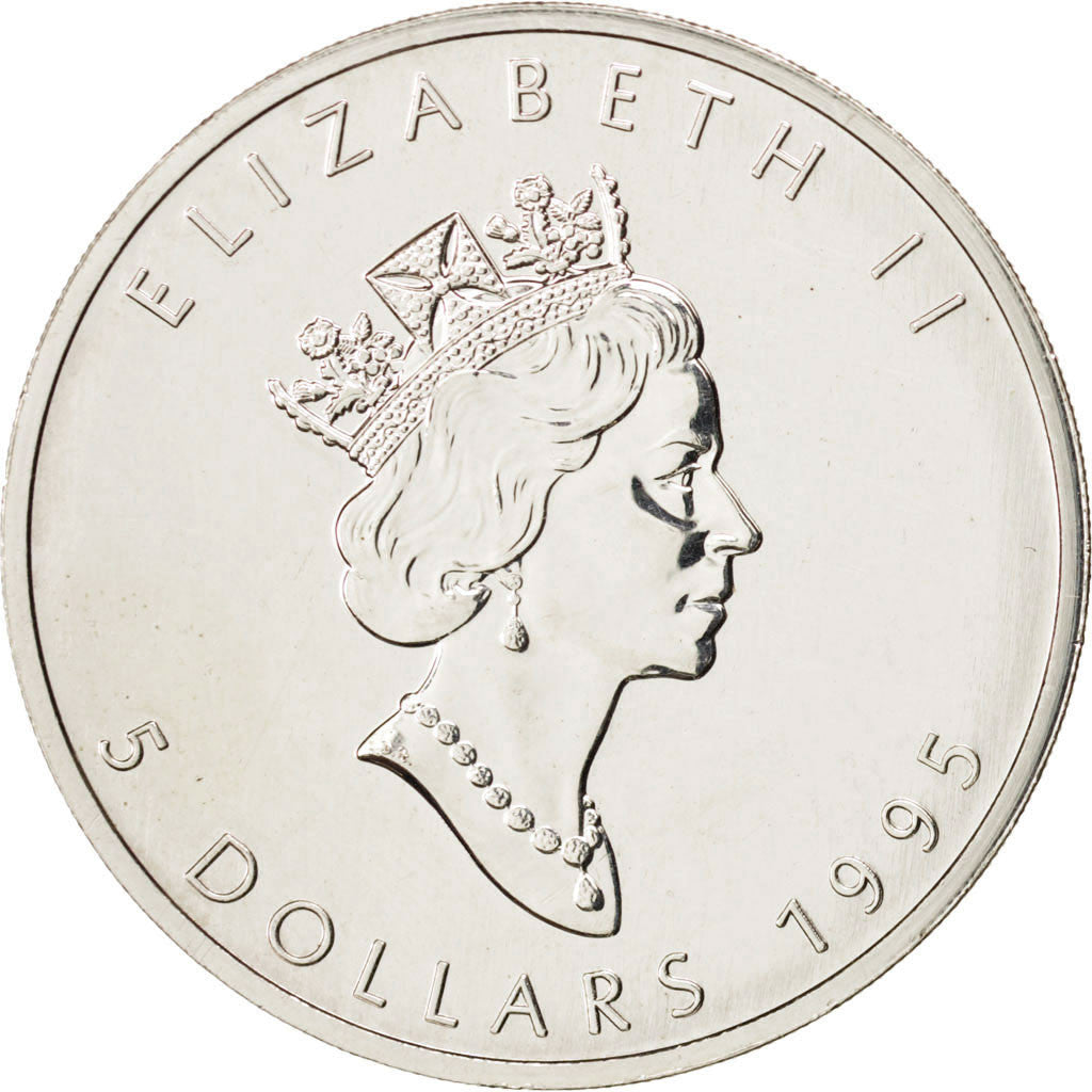 CANADA, 5 Dollars, 1995, Royal Canadian Mint, KM #187, AU(55-58), Silver, 31.43