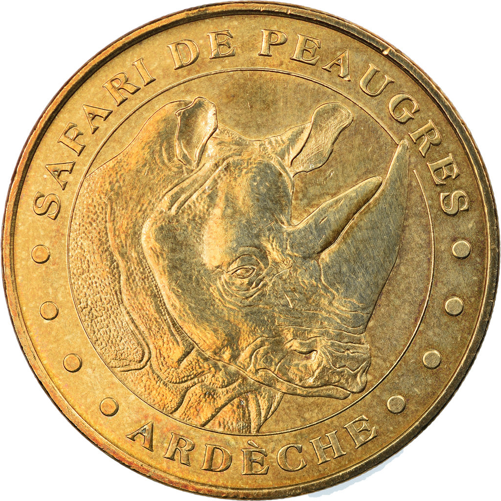 Francia, Token, Jetón turístico, Peaugres - Safari n°3 - Rhinocéros, Arts &