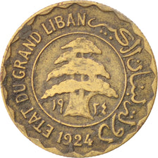 LEBANON, 2 Piastres, 1924, Paris, KM #1, EF(40-45), Aluminum-Bronze, 1.95