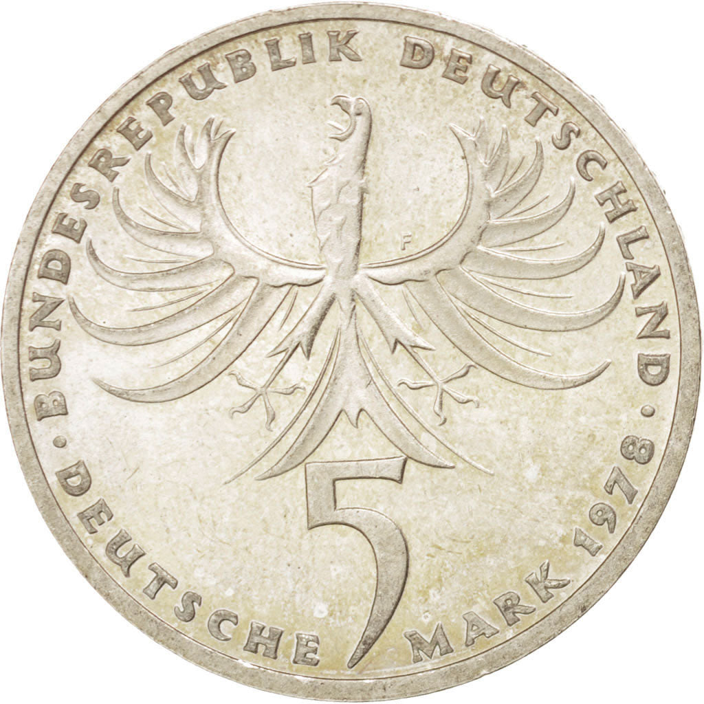 GERMANY - FEDERAL REPUBLIC, 5 Mark, 1978, Stuttgart, KM #148, MS(60-62),...