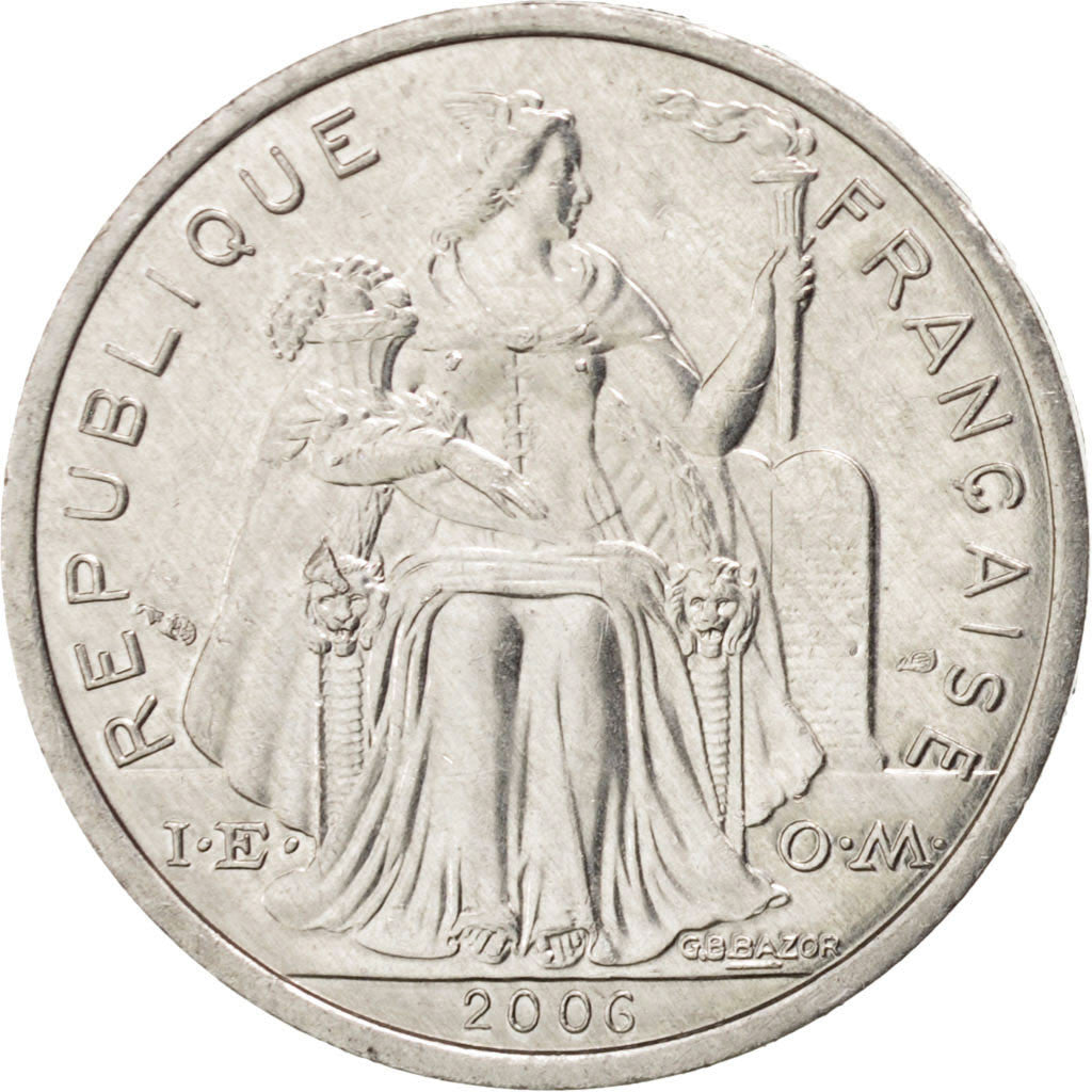 NEW CALEDONIA, 2 Francs, 2006, Paris, KM #14, AU(55-58), Aluminum, 27, 2.23