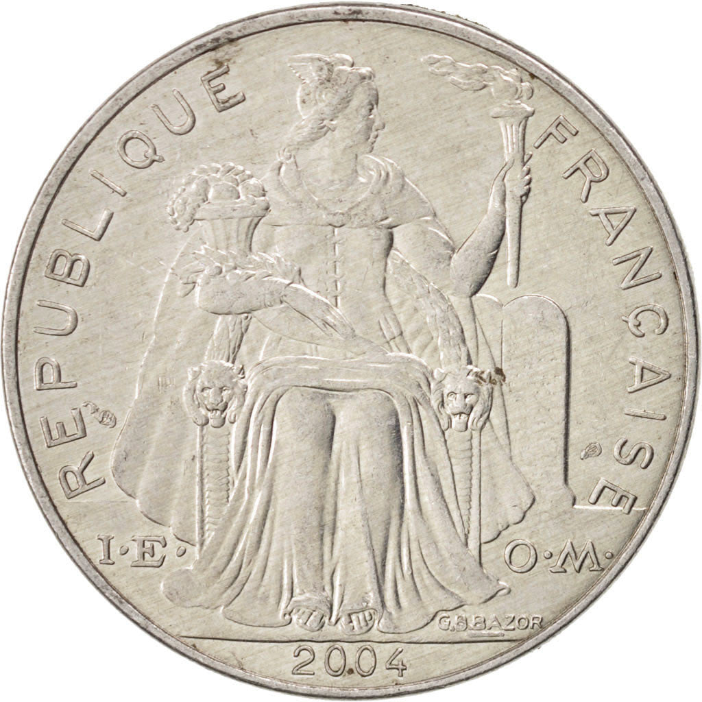 NEW CALEDONIA, 5 Francs, 2004, Paris, KM #16, AU(50-53), Aluminum, 31, 3.77