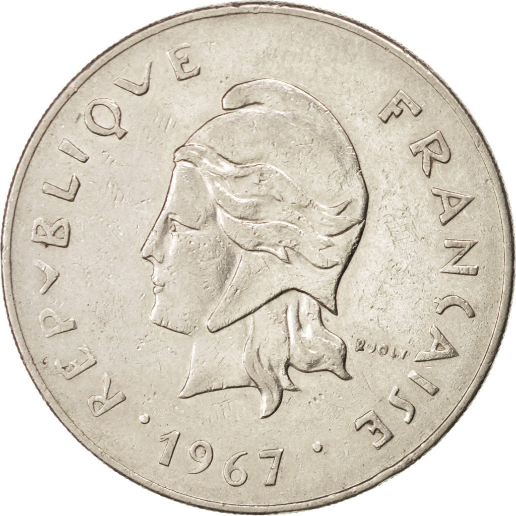 NEW CALEDONIA, 50 Francs, 1967, Paris, KM #7, EF(40-45), Nickel, 33, 15.07