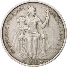 FRENCH OCEANIA, 5 Francs, 1952, KM #4, EF(40-45), Aluminum, 31, Lecompte #24,...