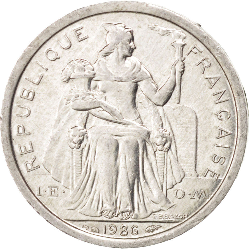 Coin, French Polynesia, Franc, 1986, AU(50-53), Aluminum, KM:11, Lecompte:14
