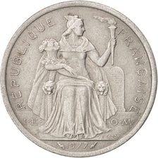 FRENCH POLYNESIA, 2 Francs, 1977, Paris, KM #10, EF(40-45), Aluminum, 27,...