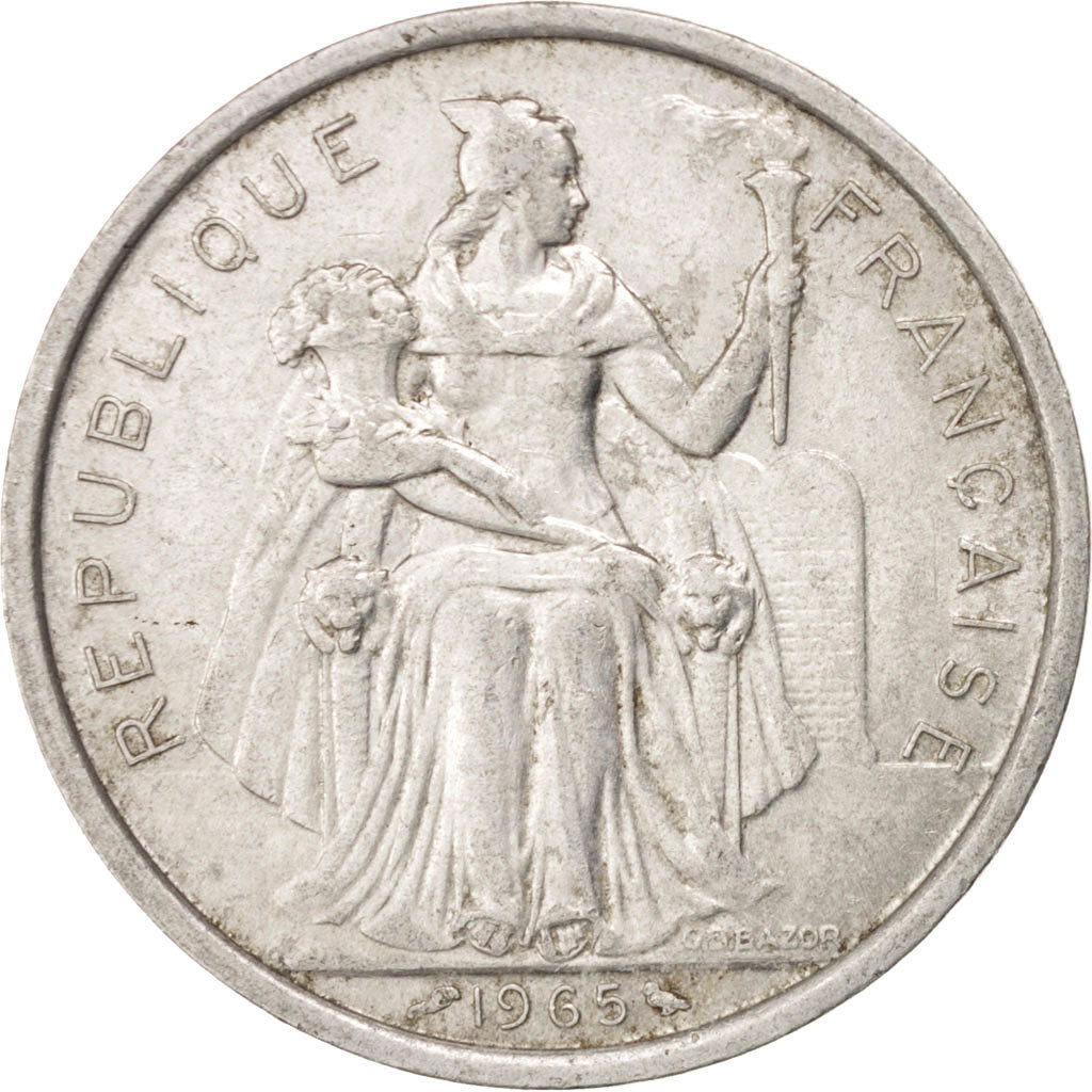 Coin, French Polynesia, 5 Francs, 1965, EF(40-45), Aluminum, KM:4, Lecompte:47