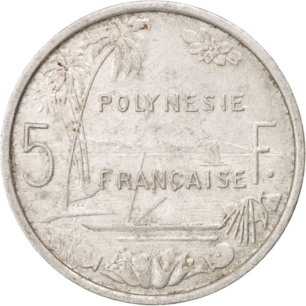 Coin, French Polynesia, 5 Francs, 1965, EF(40-45), Aluminum, KM:4, Lecompte:47