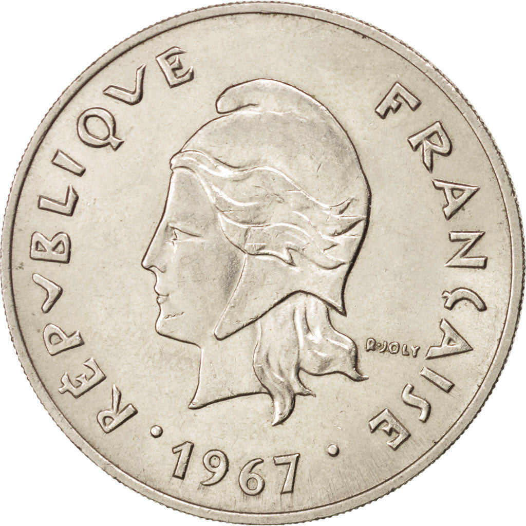 FRENCH POLYNESIA, 50 Francs, 1967, KM #7, AU(55-58), Nickel, 33, Lecompte #111,.
