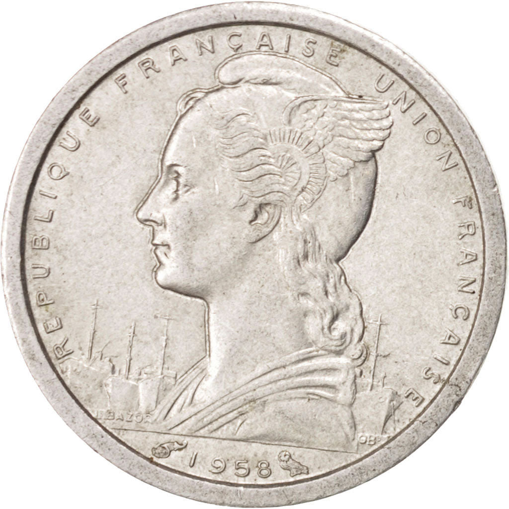MADAGASCAR, Franc, 1958, Paris, KM #3, EF(40-45), Aluminum, 23, Lecompte #99,...