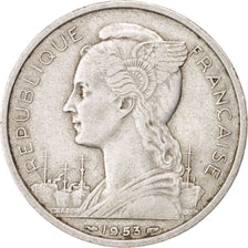 MADAGASCAR, 5 Francs, 1953, Paris, KM #5, EF(40-45), Aluminum, Lecompte #106,...