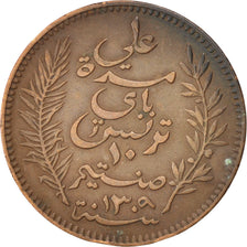 TUNISIA, 10 Centimes, 1892, Paris, KM #222, EF(40-45), Bronze, Lecompte #95,...