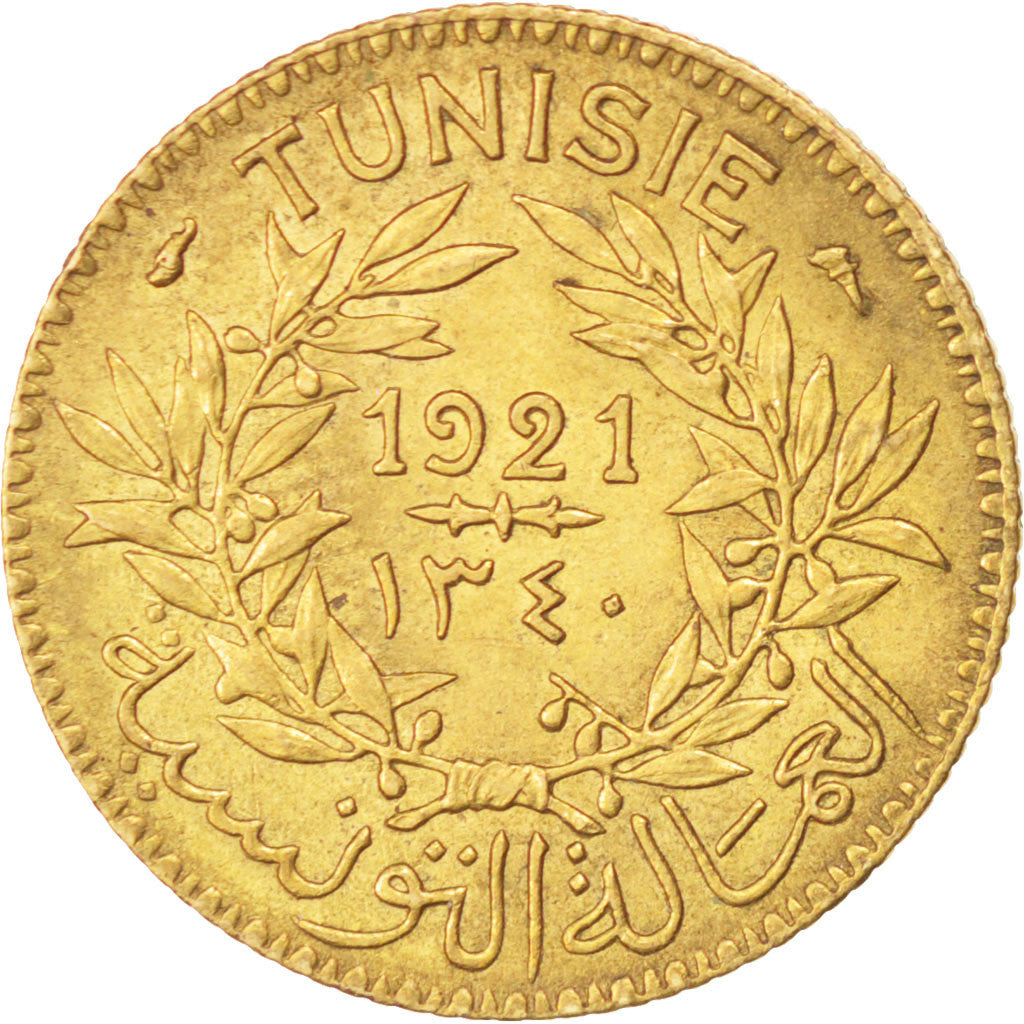 Coin, Tunisia, Anonymous, Franc, 1921, AU(50-53), Aluminum-Bronze, KM:247