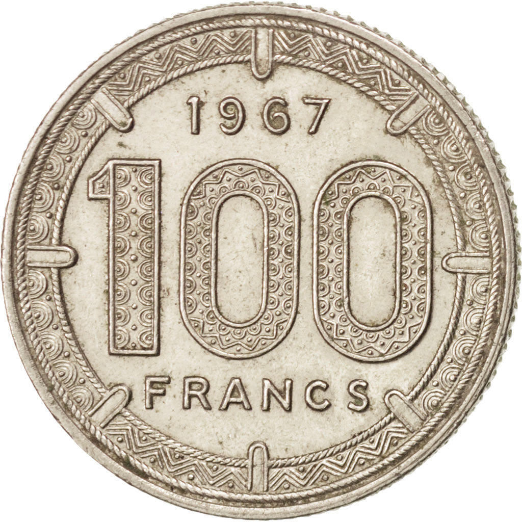 CAMEROON, 100 Francs, 1967, Paris, KM #14, EF(40-45), Nickel, 25.5, 11.97