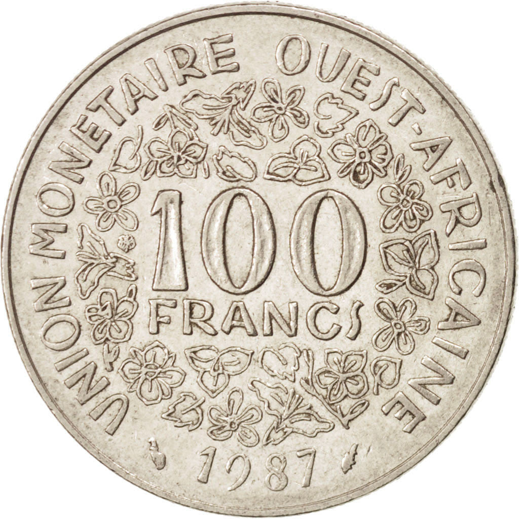 Coin, West African States, 100 Francs, 1987, EF(40-45), Nickel, KM:4
