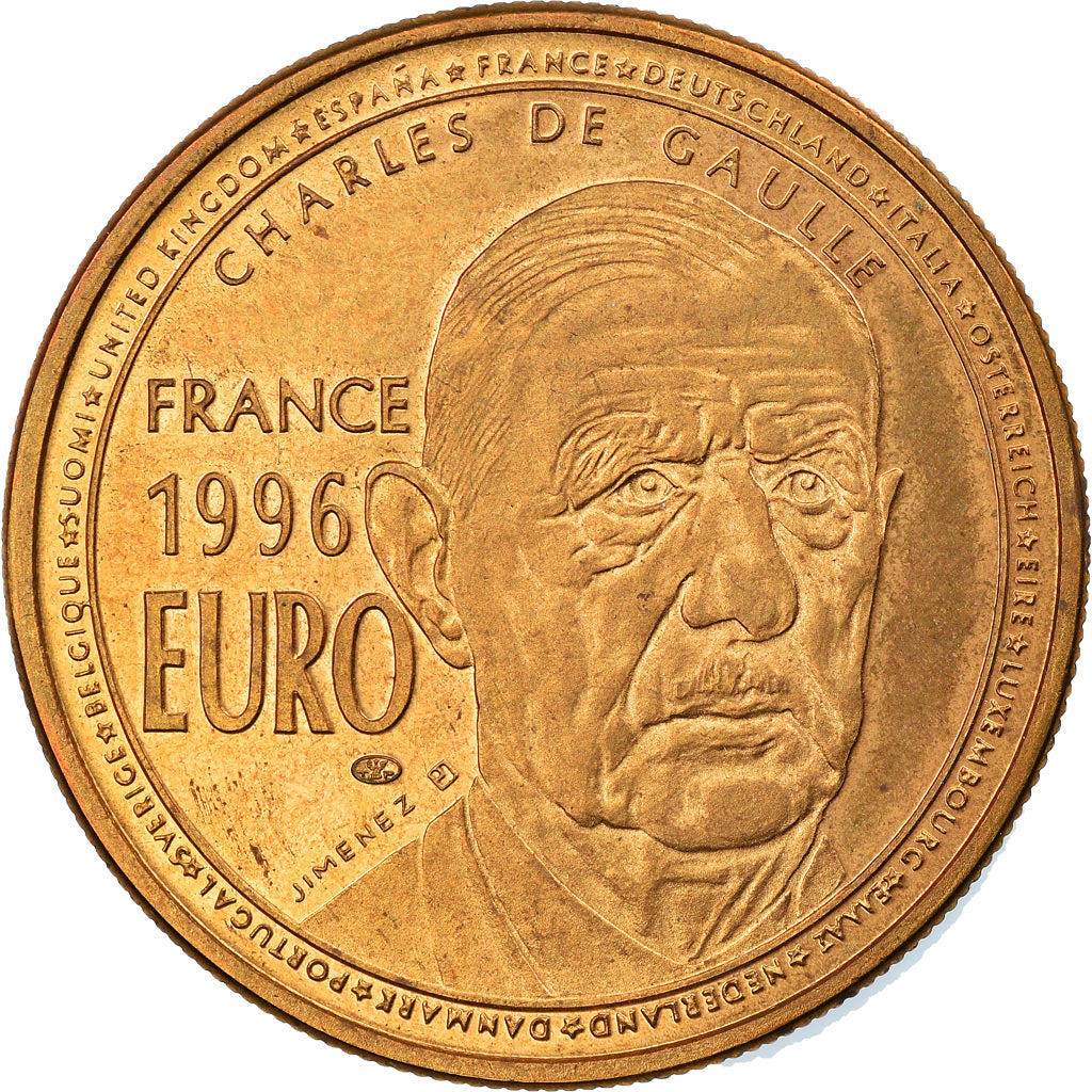 France, Médaille, Charles De Gaulle, 1 Euro Essai, 1996, Jimenez, SUP, Copper