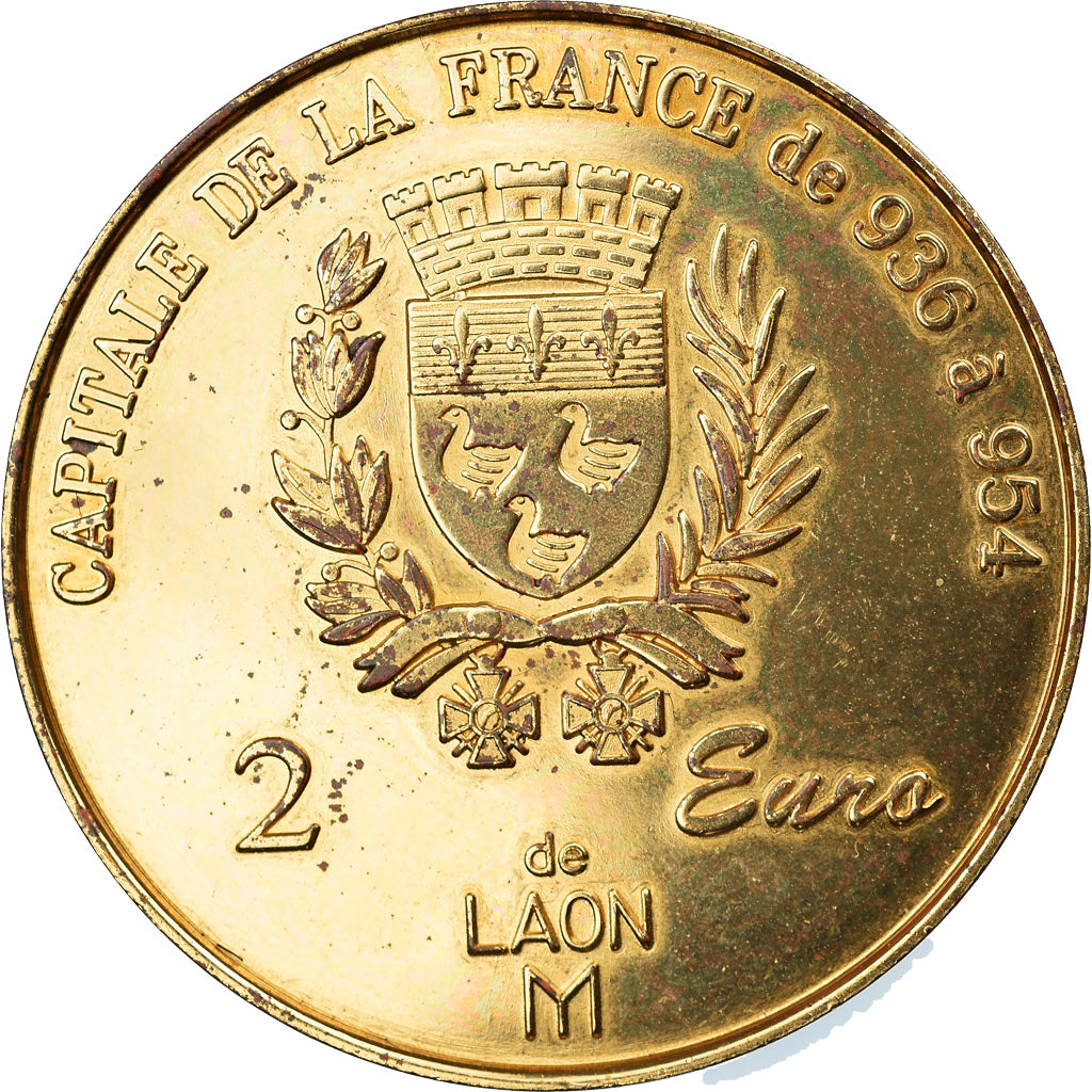 Francia, 2 Euro, Laon - Cathédrale Notre Dame, 1998, Euro des villes, BB, N.C.