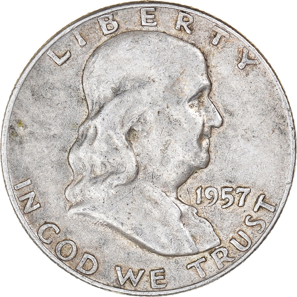 Coin, United States, Franklin Half Dollar, Half Dollar, 1957, U.S. Mint, Denver