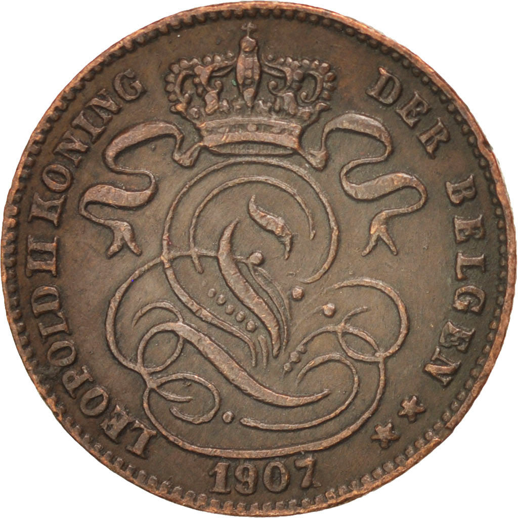 Coin, Belgium, Leopold II, Centime, 1907, EF(40-45), Copper, KM:34.1